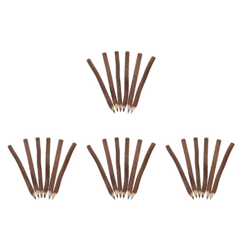 24Pièces Crayons Bois Uniques, Décor Camping, Pour Et 2