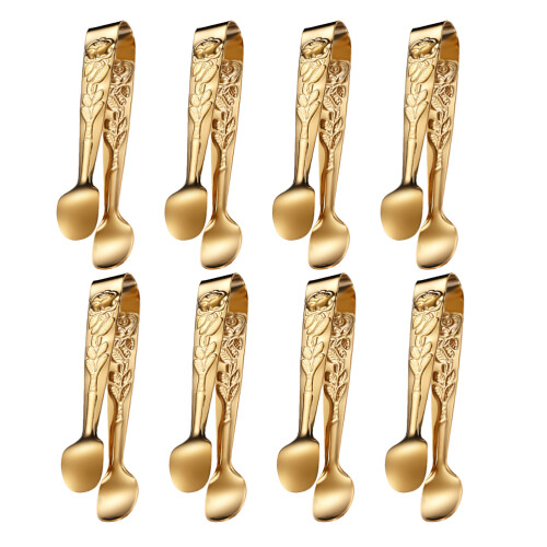 24Pièces Mini Pinces Dorées Acier 304 Serveur Pour Café Snacks 1