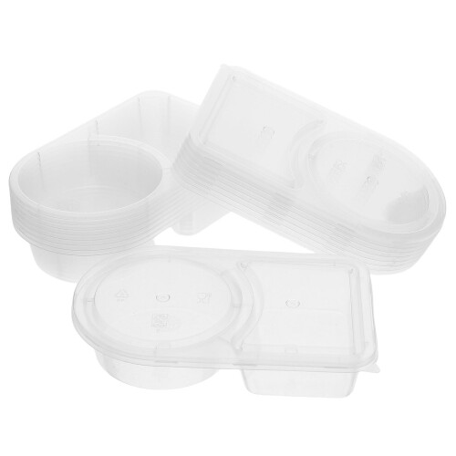 100Pcs Disposable Double Compartment Portion Cups Transparent PP 1