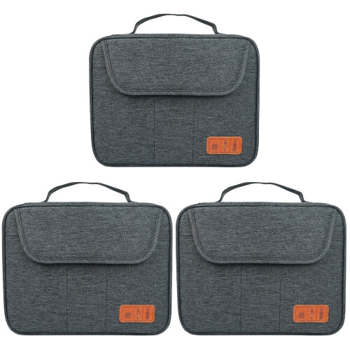 3Pcs Cable Organizer Bag Black Double-Layer Electronic Storage Case 1