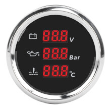 Voltmeter digitale per acqua, olio e temperatura di 52 mm - Impermeabile, retroilluminazione rossa