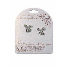 All That Sparkles Chic Bow Silver Plated Stud Drop Earrings