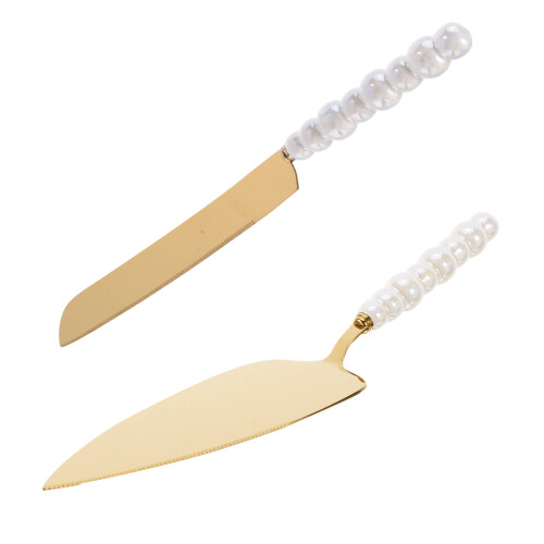3Sets Golden Pearled Cake Server Serrated Stainless Steel Kitchen Tool 1