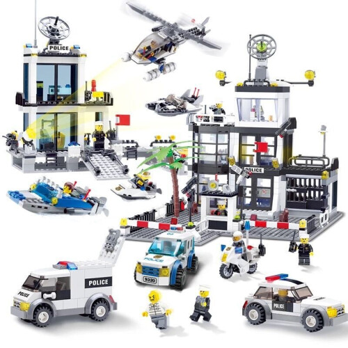 (Fire )Police et pompiers assemblant bloc de construction jouets pour cadeau enfants 2
