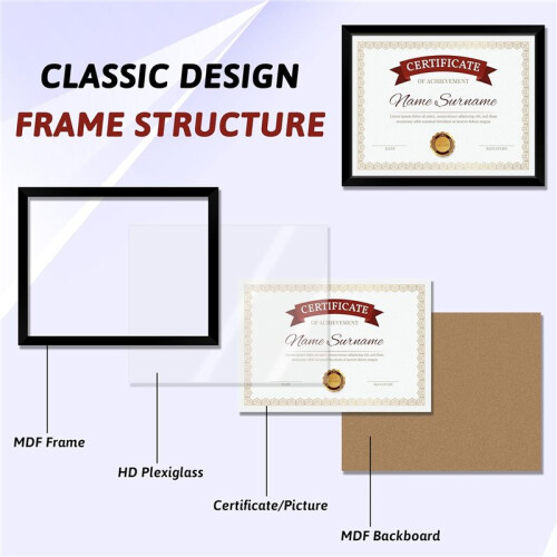 Diploma Frame Black 5 Pack, 8.5 X 11 Certificate Frame ,Picture Frames for Documents, Photos, Posters, Artworks 2