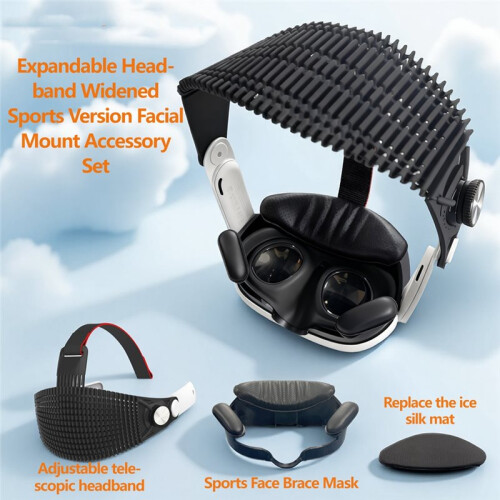 For Quest 3S Soft Rubber  Strap+Open Support Face Mask,Quick Release VR  Strap for Meta Quest 3 Accessory Black 2