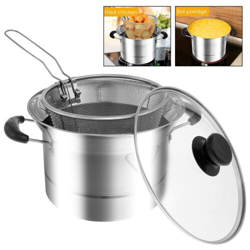 Friteuse Multifonctionnelle Portable en Acier Inoxydable avec Panier-Passoire 1