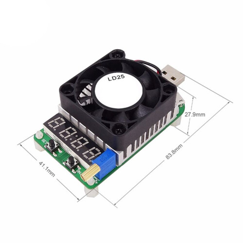 USB Electronic Load Tester Multifunctional Digital Voltage Current Meter Battery Tester with Fan LD25 2