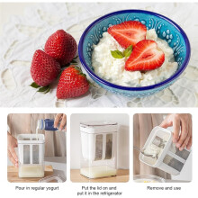 Greek Yogurt Strainer, 1100ml Multi Yoghurt Maker Strainer with Fine Mesh Bag & Lid for Thick Greek Yogurt, Soybean Milk