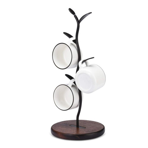 Countertop Mug Tree Stand - Coffee Cup Display & Storage Rack, Kitchen Counter Organizer, Black (Single Row) 1