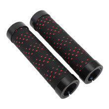 2 Set Comfortable Black/Red PU Cycle Handlebar Grip 22.2mm Anti-Slip
