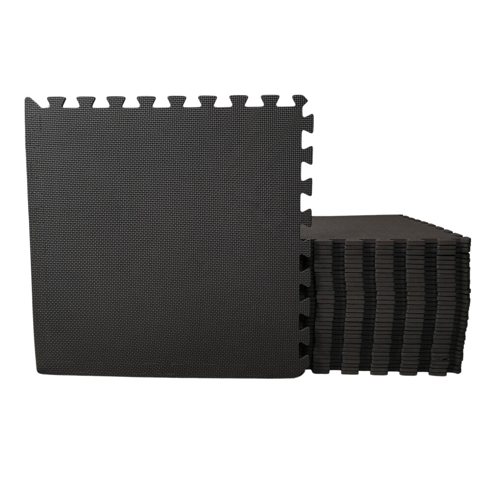 Samuel Alexander 16 Piece Eva Foam Floor Protective Tiles / Mats 60X60cm Each Set For Gyms, Garages, Camping, Kids Play, Hot Tub And Much More! - Set Covers 5.76 Sqm Black