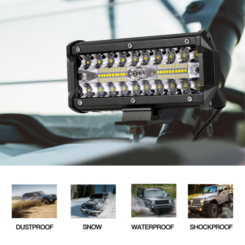 Barras de Luz Combinadas de 7 Polegadas 120 W Led Spot Feixe de InundaçãO para Trabalho Dirigindo  Offroad Carro Trator CaminhãO 4X4 Suv Atv 12 V 2