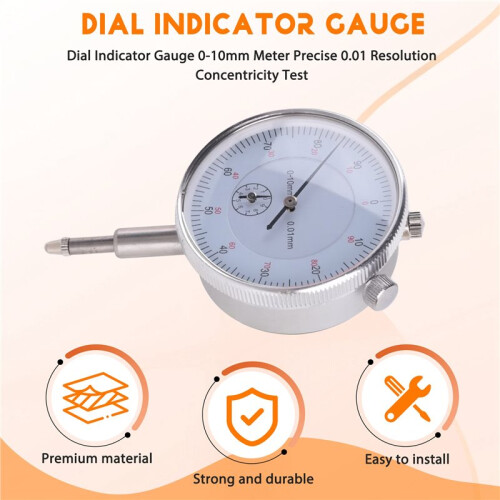 Dial Indicator Gauge 0-10mm Meter Precise 0.01 Resolution Concentricity Test 1