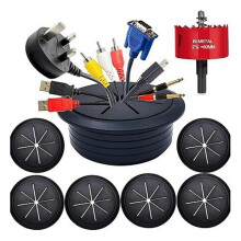 6 Pezzi TV Cord Hider 2-3/8 Pollici (60 mm) In Kit di Gestione Cavi A Parete Cord Hider per TV A Parete Attacco per Trapano con A Tazza B