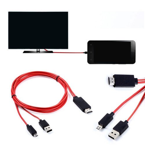 2Pièces Câble Rouge Micro USB Adaptateur Pour Smartphone Et TV 1