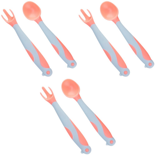 3Ensembles Fourchette Bébé Silicone Rose 2
