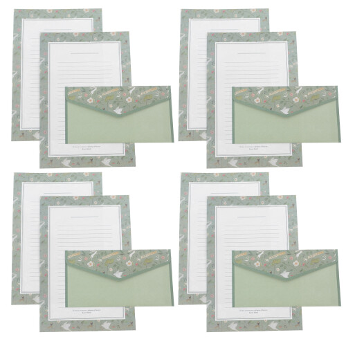 4Ensembles Kit Ligné Et Enveloppes Vert Mariage 2