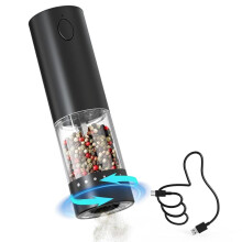 Rechargeable Electric Pepper Grinder Salt Grinder Pepper Mill 70ml White LED Light and External Adjustable Coarseness