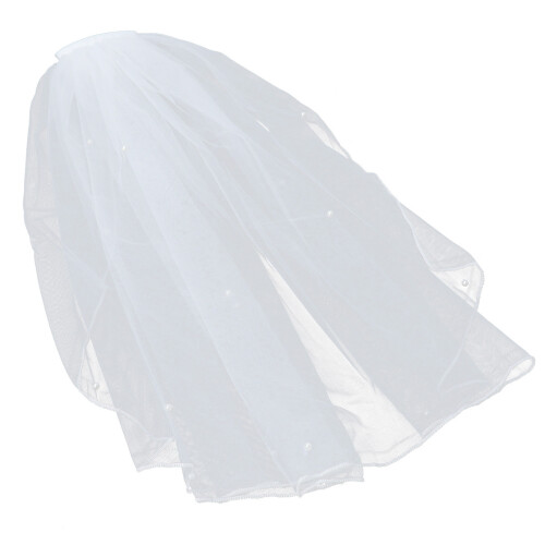 2Pièces Voiles Courts Blancs Perles Pour Coiffe 1