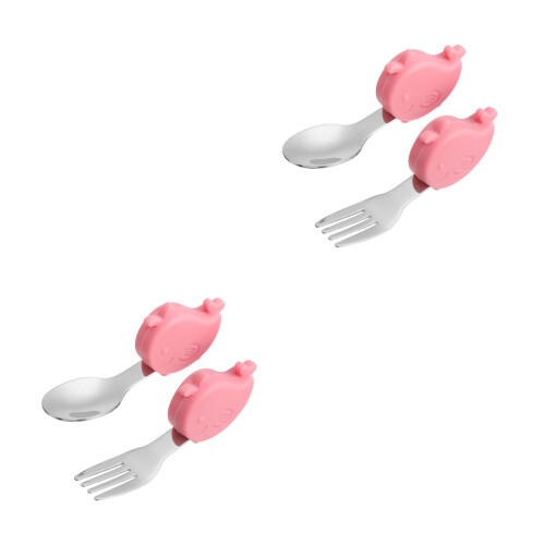 2Ensembles Fourchette Bébé Rose Portable Sécurisé 2