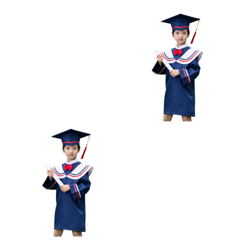 2Pièces Ensemble Robe Enfants Graduation Gown Cap Licence 1