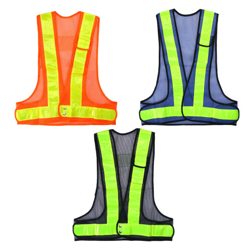 2Pièces Gilet Bleu Haute Visibilité Réfléchissant Ajustable 1