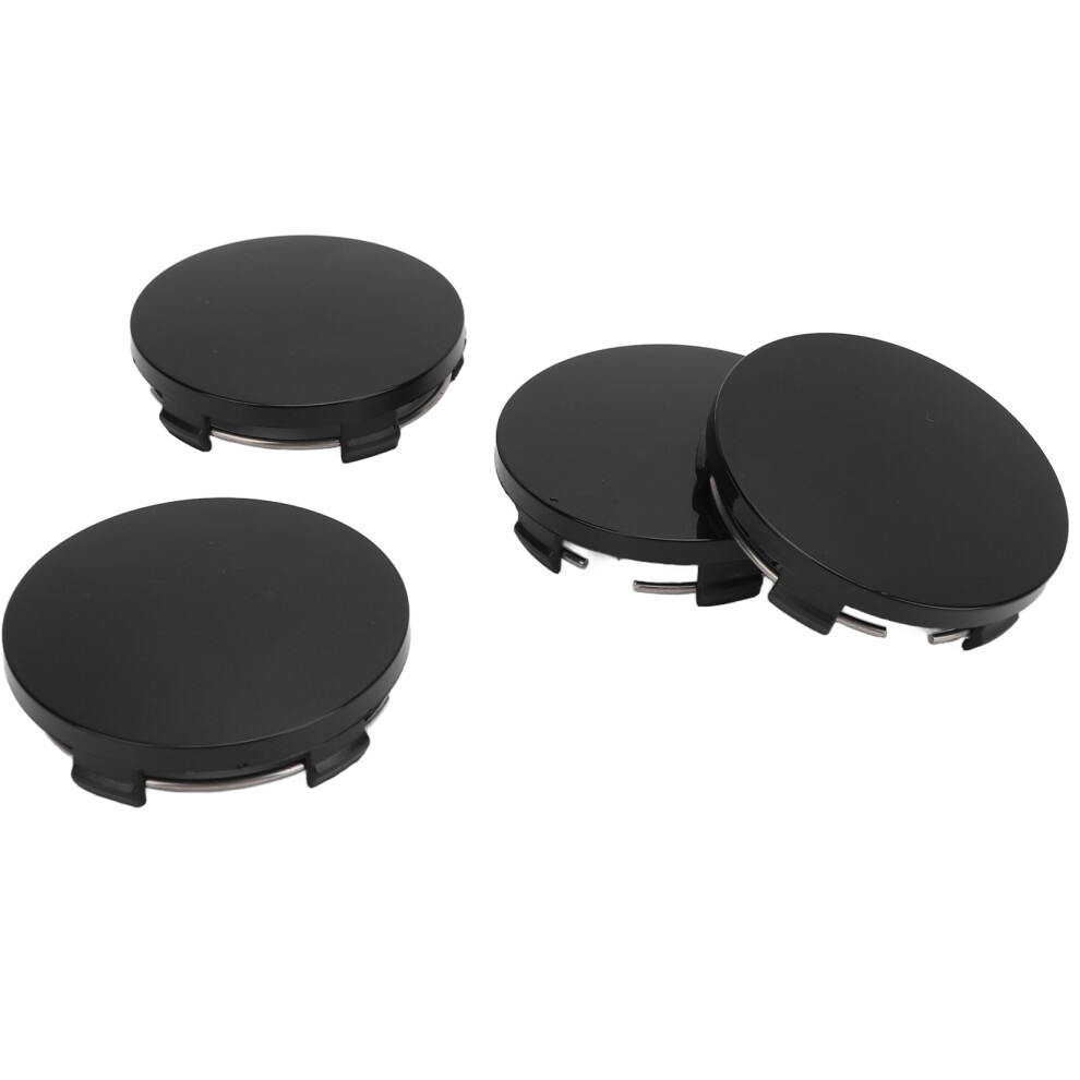Universal 4Pcs 60Mm Wheel Center Caps With Secure Iron Ring Clip Aus- Black 5091388487113