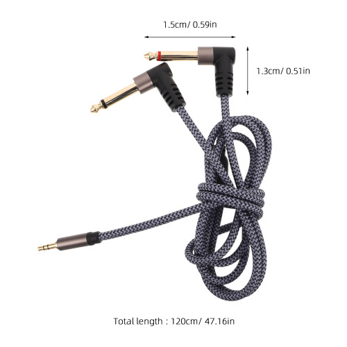 Right Angle Audio Adapter Cable 3.5mm to Dual 6.5mm Grey 1