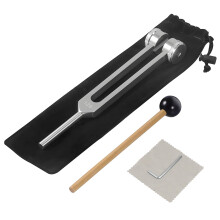 Tuning Fork 128 Hz Set, Aluminium Alloy Healing Frequency Tool for Relaxation, with Silicone Striker and Pouch Sound Therapy Meditation and General W