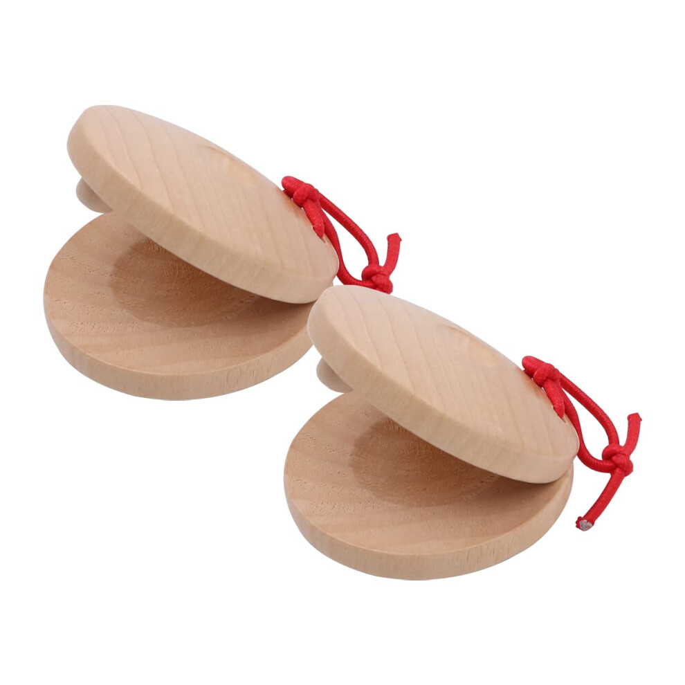 Tiardey 2 Pcs Wooden Castanets Wooden Finger Castanets Wood Clappers P