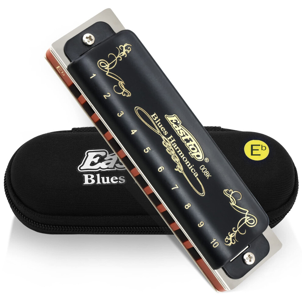 East Top 10 Holes Professional Diatonic Blues Harmonica T008k In Eb, T
