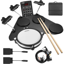 LEKATO Electronic Drum Set, Portable Electric Drum Set for Beginner with Quiet Mesh Snare Drum Pads, 220+ Sounds, USB MIDI, 2 Switch Pedal, Electric