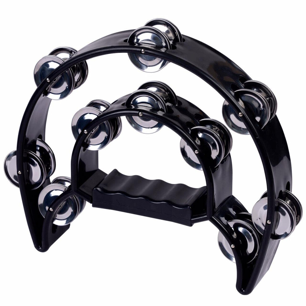 Igadgitz Xtra U7236 Double Half Moon Tambourine - Black