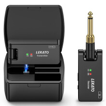 LEKATO Wireless Guitar System with Charging Case, Wireless Transmitter Receiver Set Built-in Battery Cordless Jack Bass Lead Digital System for Elect