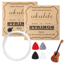 2 Sets Nylon Ukulele Strings with 4 Felt Picks for Soprano & Concert Ukes