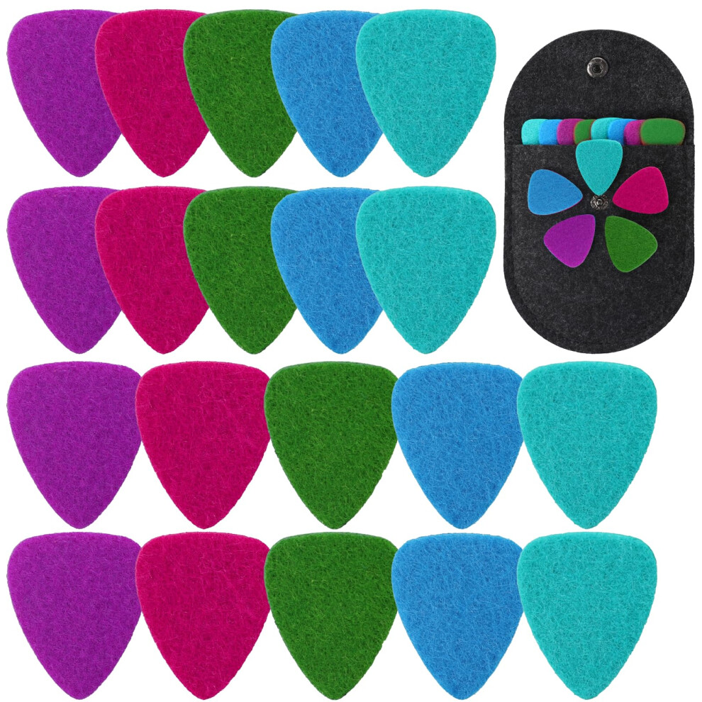 Mozeat Lens 20 Pcs Ukulele Felt Picks Soft Plectrums Colorful Ukulele Bass Guitar