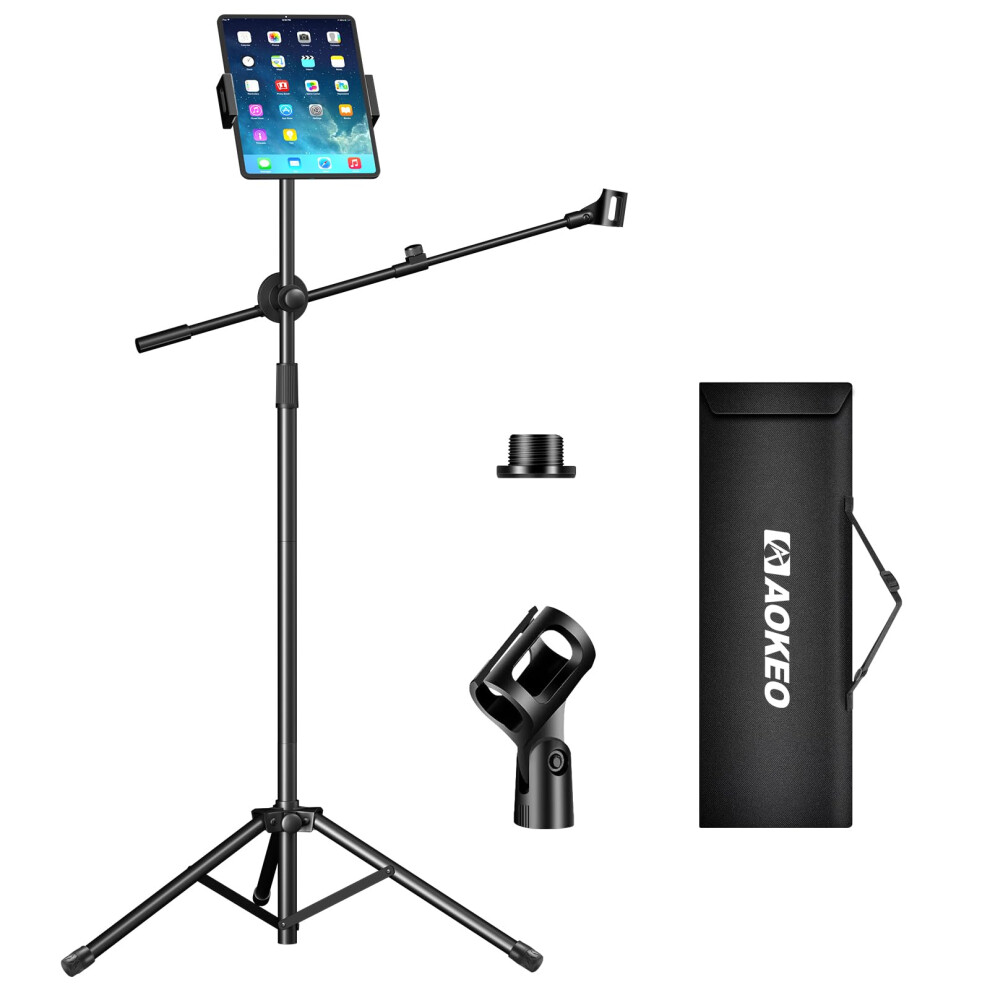Aokeo Microphone Stand, Mic Stand Floor With Adjustable Tripod,Carrying