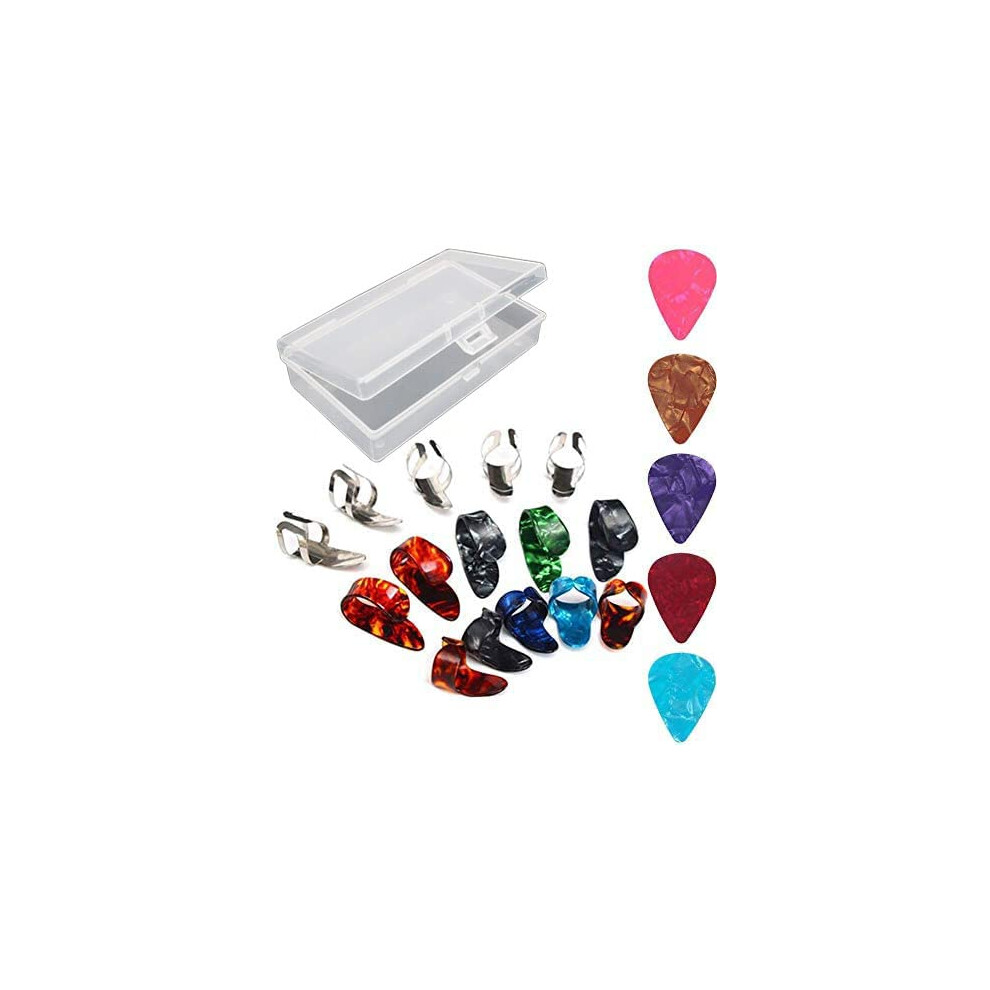 Runcci-Yun 20Pcs Finger Pick Thumb Pick Set Guitar Picks，Stainless Ste