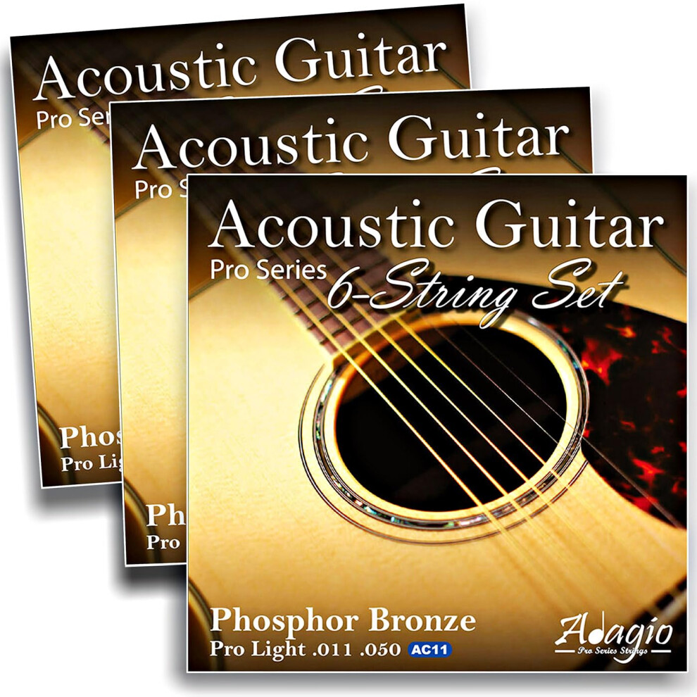 Adagio 3 Packs - Pro Acoustic Guitar Strings 11-50 Phosphor Bronze - P