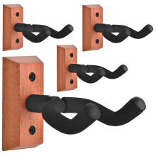 DOMMI Guitar Wall Mount 4 Pack, Guitar Hanger with Adjustable Soft Guitar Hook for All Size Guitars, Hardwood U-Shaped Guitar Wall Hangers for Acoust