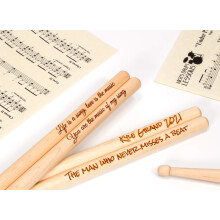Personalised Drum Sticks - 5A Size | Custom Engraved Drumsticks with Text | Design A Unique Gift