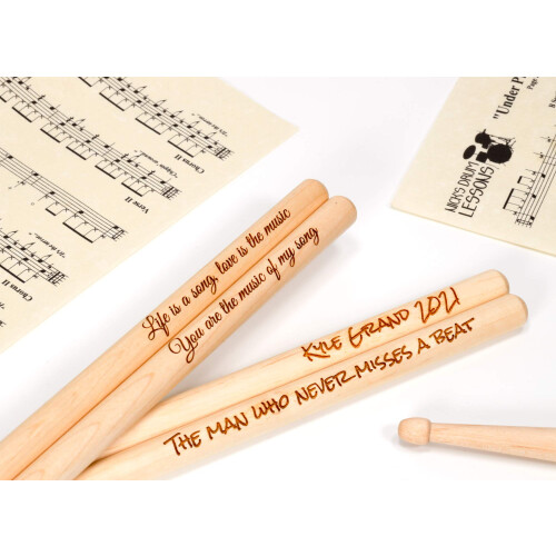 Personalised Drum Sticks - 5A Size | Custom Engraved Drumsticks with Text | Design A Unique Gift