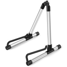 Donner Guitar Stand, Folding Acoustic Electric Guitar Stands Floor, Adjustable Metal Travel Stand for Bass Mandolin Banjo Ukulele (Silver) - DS-1