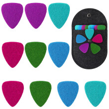10 PCS Ukulele Felt Picks Soft Plectrums Colorful Ukulele Bass Guitar Felt Picks with Bag for Electric, Acoustic, Guitar Plectrum