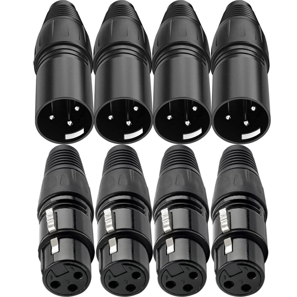 Gqunit 8Pcs 3 Pin Xlr Solder Connector, 4 Male And 4 Female Xlr Mic Sn