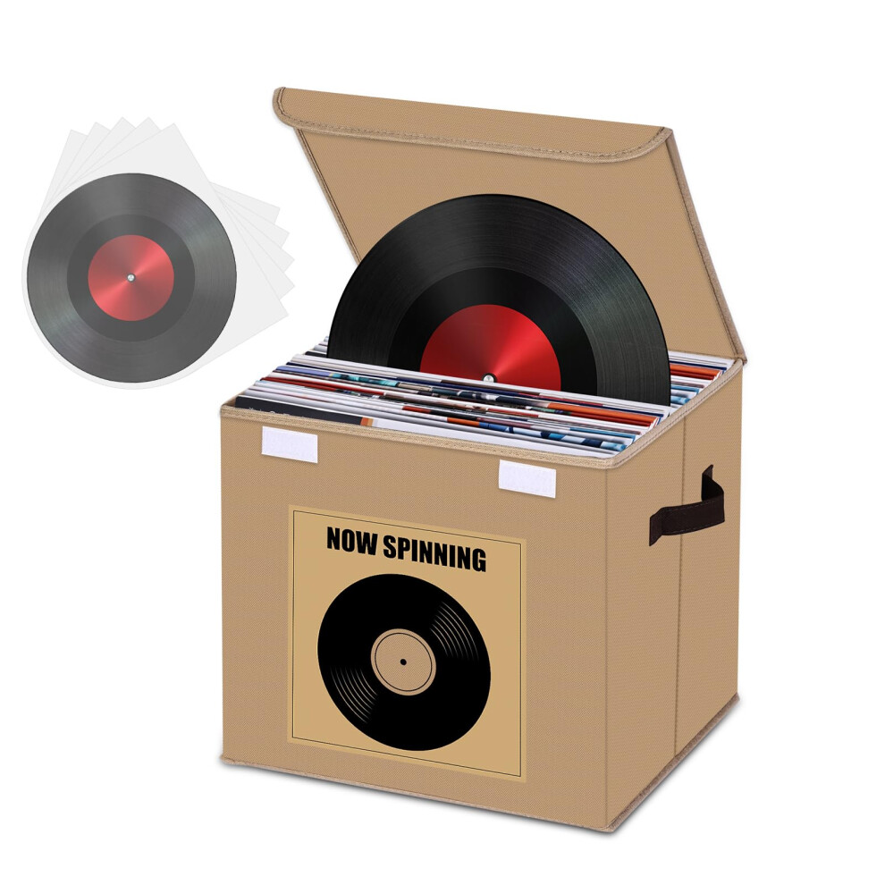 Heycook Vinyl Record Storage Box, Stackable & Collapsible Lp Storage B