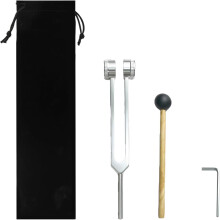 128Hz Tuning Fork for Healing, Healing Instrument, Aluminum Alloy Tuning Fork with Silicone Hammer and Bag, Sound Healing Therapy Tool Set, for Medit