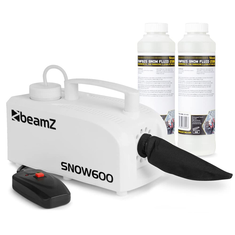 Beamz Snow600 Snow Machine With 10L Concentrated Fluid - Powerful Fake