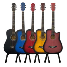 38 Inch Full Size Acoustic Guitar Classical Cutaway Design Hardwood Finish & Steel Strings with Bag (Black)